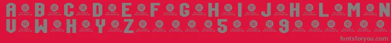 Fonte TeamJersey95Demo – fontes cinzas em um fundo vermelho