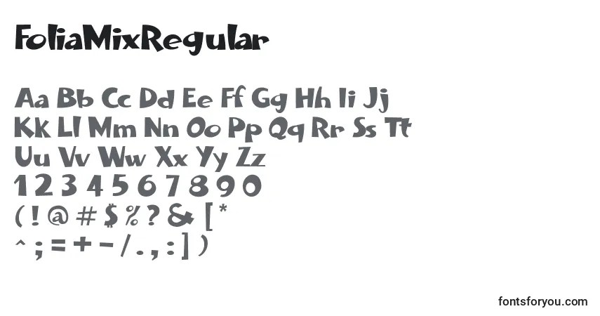 Schriftart FoliaMixRegular – Alphabet, Zahlen, spezielle Symbole