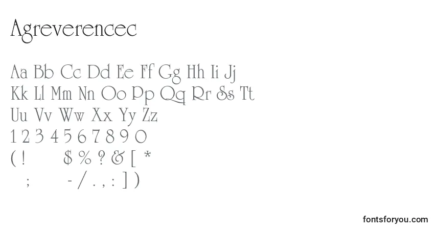 Schriftart Agreverencec – Alphabet, Zahlen, spezielle Symbole