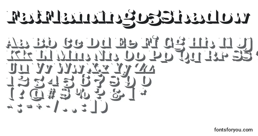 Czcionka FatFlamingo5Shadow – alfabet, cyfry, specjalne znaki
