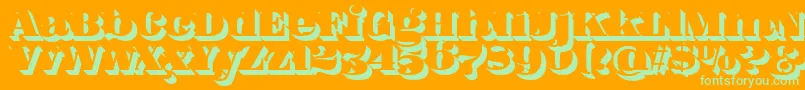 FatFlamingo5Shadow-Schriftart – Grüne Schriften auf orangefarbenem Hintergrund