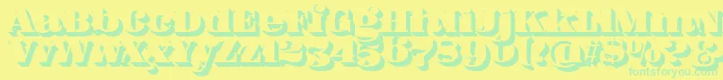 FatFlamingo5Shadow Font – Green Fonts on Yellow Background