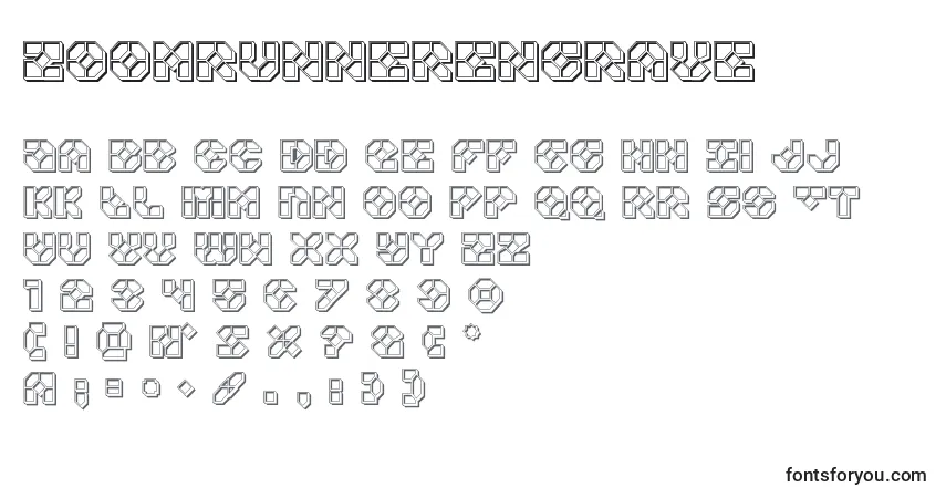 Шрифт Zoomrunnerengrave – алфавит, цифры, специальные символы