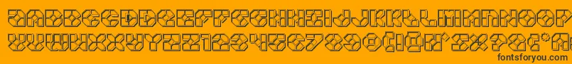 Zoomrunnerengrave-Schriftart – Schwarze Schriften auf orangefarbenem Hintergrund