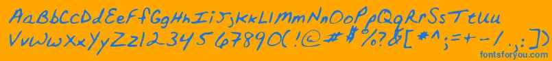 Lehn152-Schriftart – Blaue Schriften auf orangefarbenem Hintergrund