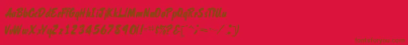 フォントShelman – 赤い背景に茶色の文字
