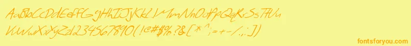 Шрифт SfScribbledSansItalic – оранжевые шрифты на жёлтом фоне