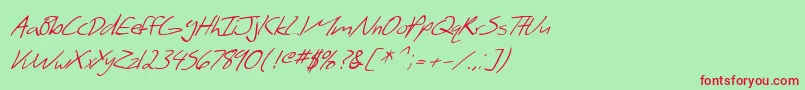 SfScribbledSansItalic Font – Red Fonts on Green Background