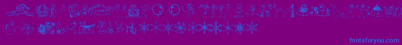 RisusLcbKringlebats-fontti – siniset fontit violetilla taustalla