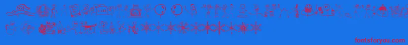 RisusLcbKringlebats Font – Red Fonts on Blue Background