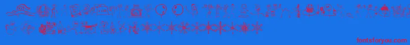 RisusLcbKringlebats-Schriftart – Rote Schriften auf blauem Hintergrund