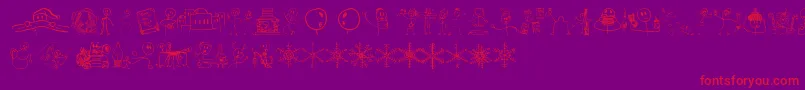 RisusLcbKringlebats-Schriftart – Rote Schriften auf violettem Hintergrund