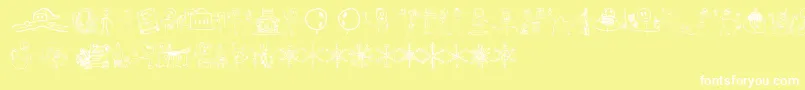 フォントRisusLcbKringlebats – 黄色い背景に白い文字