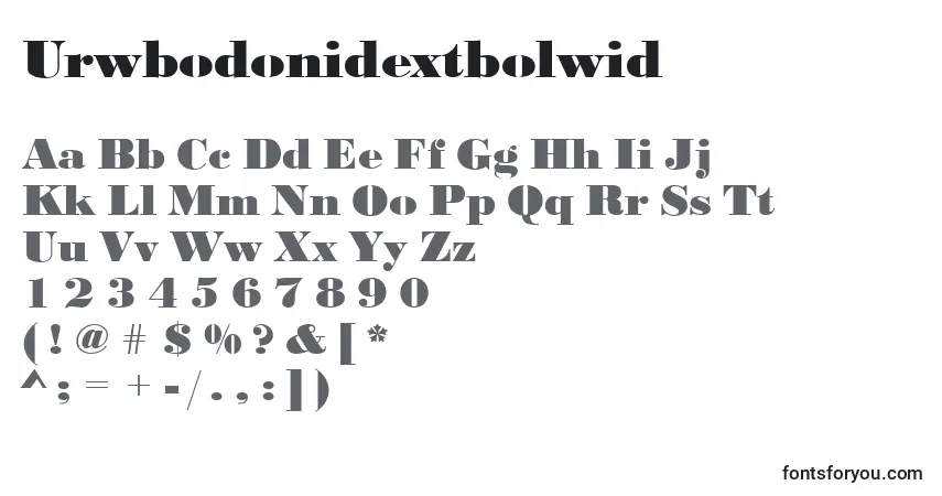 Schriftart Urwbodonidextbolwid – Alphabet, Zahlen, spezielle Symbole
