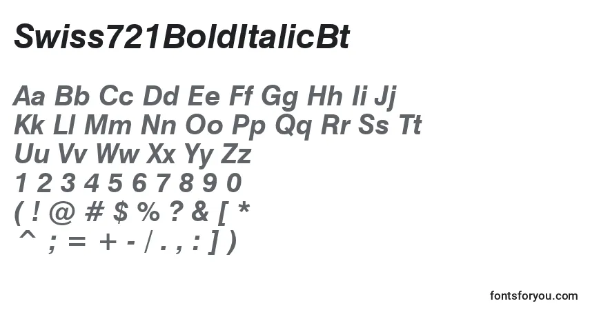 Czcionka Swiss721BoldItalicBt – alfabet, cyfry, specjalne znaki