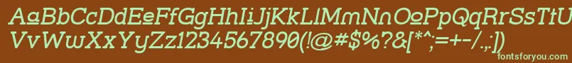 Strslupi-fontti – vihreät fontit ruskealla taustalla