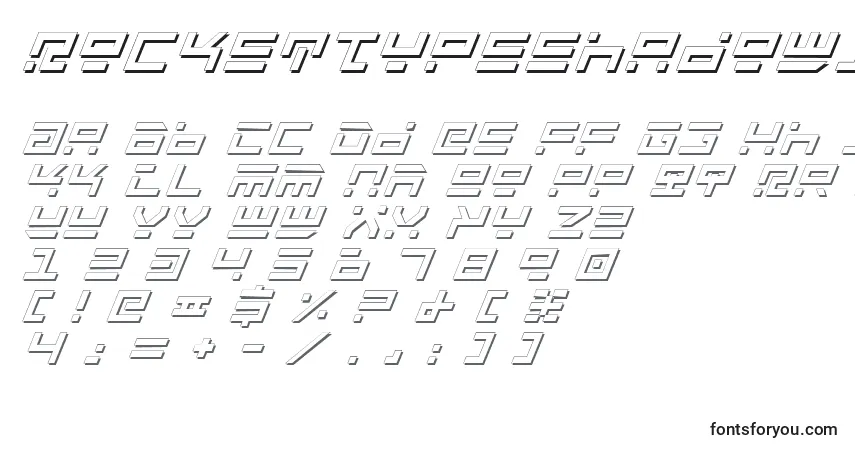 Schriftart RocketTypeShadowItalic – Alphabet, Zahlen, spezielle Symbole