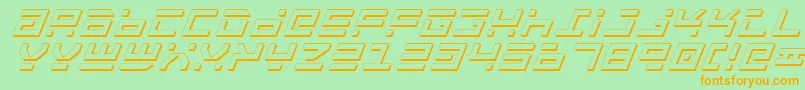 RocketTypeShadowItalic-Schriftart – Orangefarbene Schriften auf grünem Hintergrund
