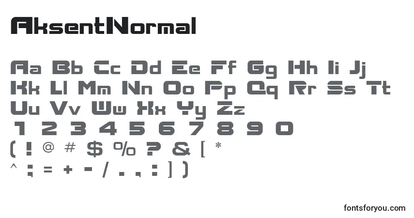 A fonte AksentNormal – alfabeto, números, caracteres especiais