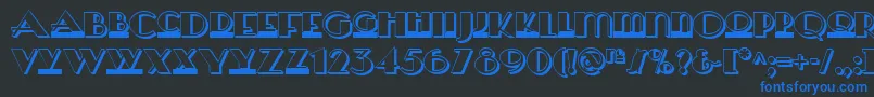 フォントHerald Square Two Nf – 黒い背景に青い文字