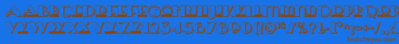 Herald Square Two Nf-Schriftart – Braune Schriften auf blauem Hintergrund