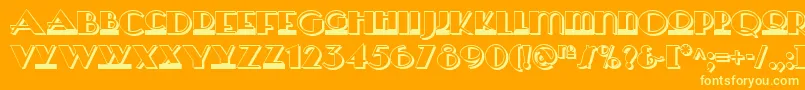 Herald Square Two Nf-Schriftart – Gelbe Schriften auf orangefarbenem Hintergrund