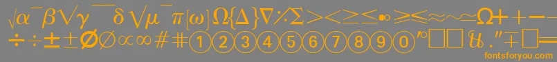 フォントAbacusfoursskRegular – オレンジの文字は灰色の背景にあります。