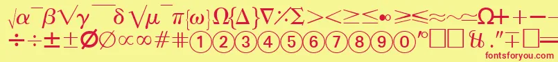 Шрифт AbacusfoursskRegular – красные шрифты на жёлтом фоне