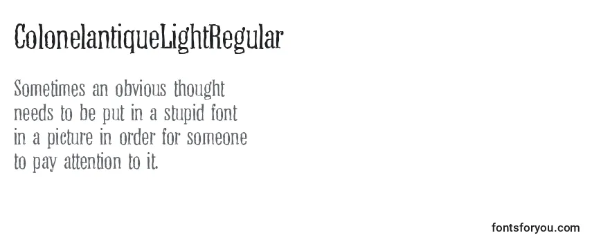 Review of the ColonelantiqueLightRegular Font