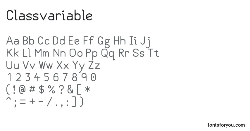 Schriftart Classvariable – Alphabet, Zahlen, spezielle Symbole