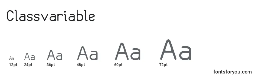 Größen der Schriftart Classvariable