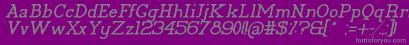 PelidaItalic-fontti – harmaat kirjasimet violetilla taustalla