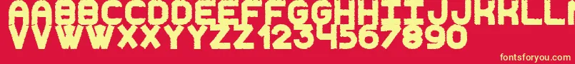 DestroyedNewSt Font – Yellow Fonts on Red Background