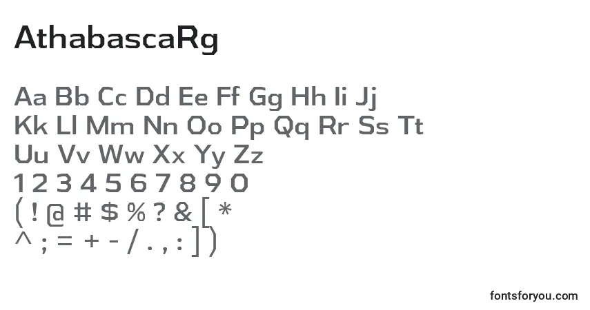 AthabascaRg font – alphabet, numbers, special characters