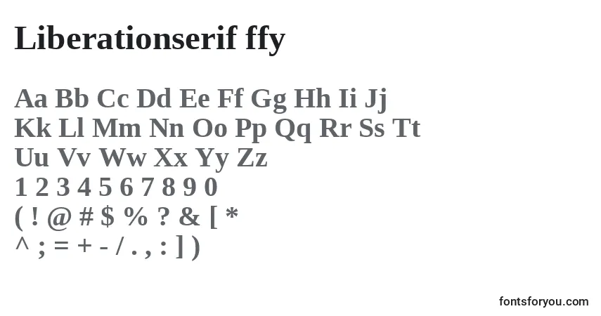 Czcionka Liberationserif ffy – alfabet, cyfry, specjalne znaki