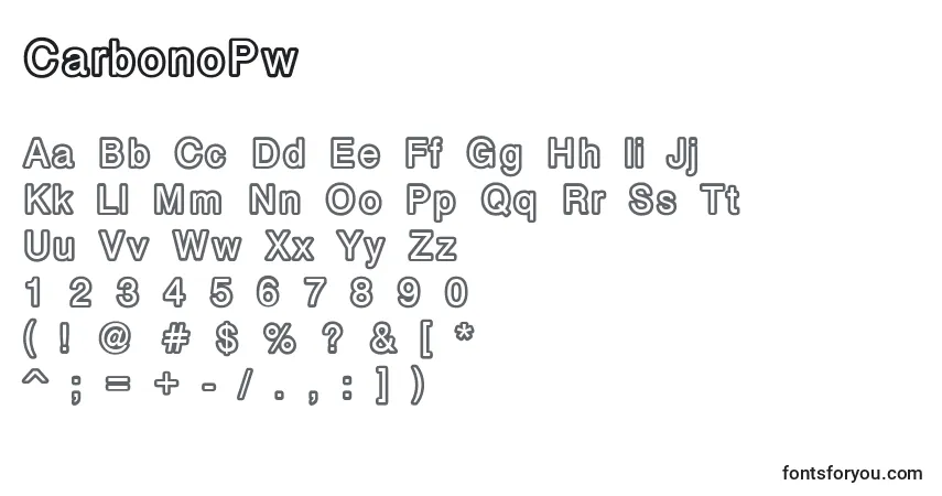 A fonte CarbonoPw – alfabeto, números, caracteres especiais