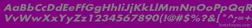 BelmarextoblBo-fontti – harmaat kirjasimet violetilla taustalla