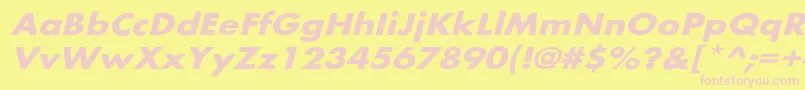 BelmarextoblBo-fontti – vaaleanpunaiset fontit keltaisella taustalla