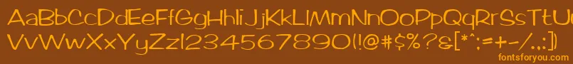 MarloNormal-Schriftart – Orangefarbene Schriften auf braunem Hintergrund