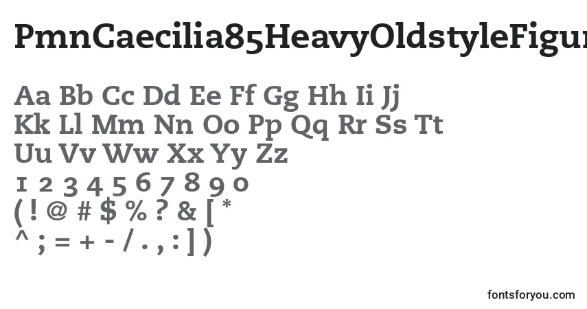 A fonte PmnCaecilia85HeavyOldstyleFigures – alfabeto, números, caracteres especiais