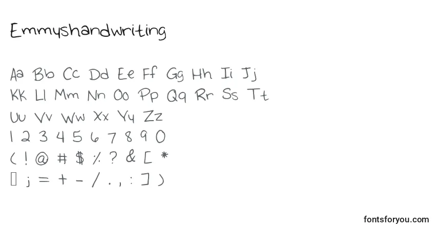 A fonte Emmyshandwriting – alfabeto, números, caracteres especiais