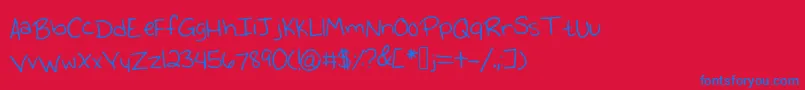 Emmyshandwriting-Schriftart – Blaue Schriften auf rotem Hintergrund
