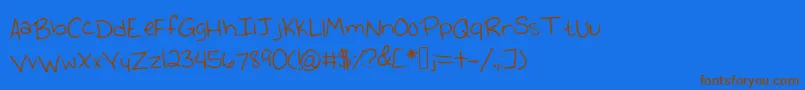 Emmyshandwriting Font – Brown Fonts on Blue Background