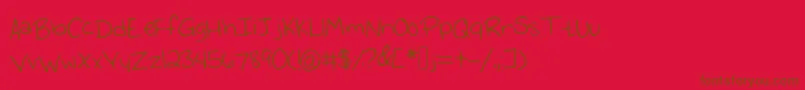 フォントEmmyshandwriting – 赤い背景に茶色の文字
