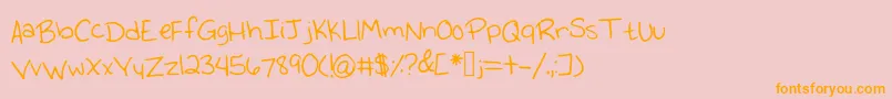 Emmyshandwriting Font – Orange Fonts on Pink Background