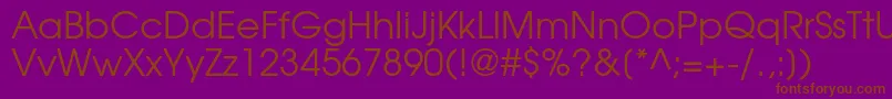 Fonte TexgyreadventorRegular – fontes marrons em um fundo roxo