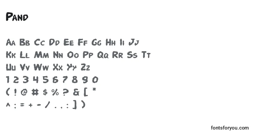 A fonte Pand – alfabeto, números, caracteres especiais