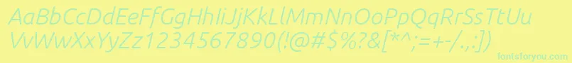 UbuntuLightItalic Font – Green Fonts on Yellow Background