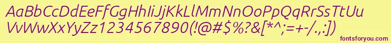 UbuntuLightItalic Font – Purple Fonts on Yellow Background