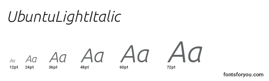 Размеры шрифта UbuntuLightItalic